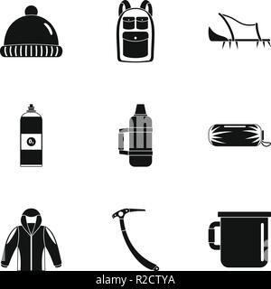 Mountaineer icons set. Simple set of 9 mountaineer vector icons for web isolated on white background Stock Vector