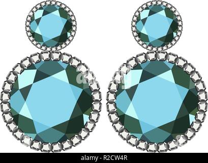 Apatite earrings mockup. Realistic illustration of apatite earrings vector mockup for web design isolated on white background Stock Vector