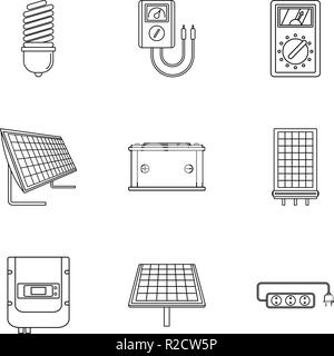 Energy industry icons set. Outline set of 9 energy industry vector icons for web isolated on white background Stock Vector