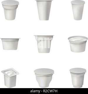 Container icons set. Isometric set of 9 container vector icons for web isolated on white background Stock Vector