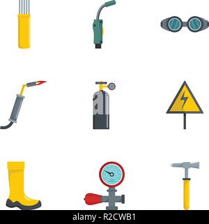 Welding tool icons set. Cartoon set of 9 welding tool vector icons for web isolated on white background Stock Vector