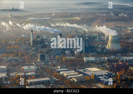 Berlin, Kraftwerk Reuter West, Teufelsberg hill, aerial view Stock Photo