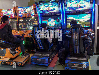 Mohali, Punjab, India. 19th Nov, 2018. Children seen playing video games at a gaming computer in Mohali, India. Mohali is a city in the Sahibzada Ajit Singh Nagar district in Punjab, India, which is a commercial hub lying south-west to the Union Territory of Chandigarh. Mohali has emerged as one of the most important cities in Punjab and the rest of northern India; it is developing rapidly as an IT Hub of the state. Credit: Saqib Majeed/SOPA Images/ZUMA Wire/Alamy Live News Stock Photo