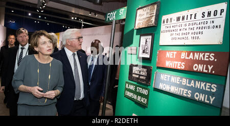 19 November 2018, South Africa, Johannesburg: Federal President Frank-Walter Steinmeier and his wife Elke Büdenbender visit the Apartheid Museum. President Steinmeier and his wife are on a state visit to South Africa on the occasion of a four-day trip to Africa. Photo: Bernd von Jutrczenka/dpa Stock Photo