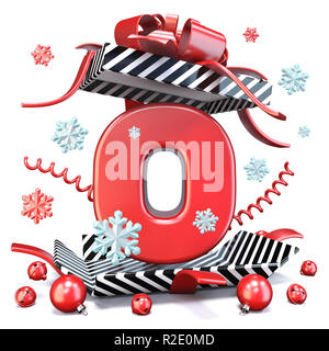 Red Letter O inside open gift box 3D rendering illustration isolated on white background Stock Photo