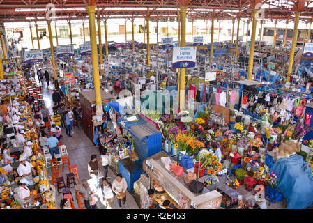 Arequipa, Peru - October 7, 2018: Fresh fruit and vegetable produce on sale in the central market, Mercado San Camilo Stock Photo