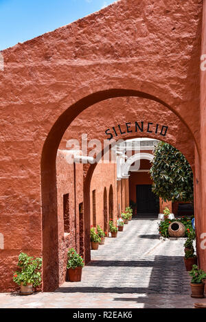 Arequipa, Peru - October 7, 2018: Interior courtyards of the Monastery of Santa Catalina de Siena, a UNESCO world heritage site Stock Photo