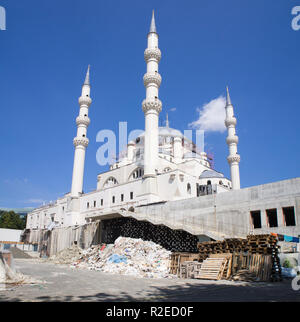 The Great Mosque of Tirana (Namazgah Mosque, Xhamia e Namazgjase) is currently being built in Tirana, Albania, on September 7, 2018. When completed, i Stock Photo