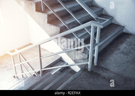 staircase emergency stairway, interior stair in office building. Stock Photo