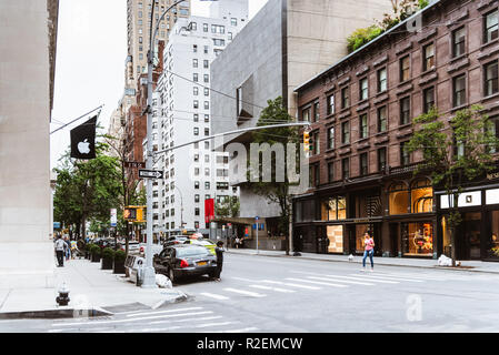 New York City, USA - June 24, 2018: Madison Avenue with The Met Breuer museum. It is a museum of modern and contemporary art in the Upper East Side of Stock Photo