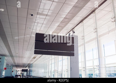Empty Airport Board. Check in. Airport Departure & Arrival Information Board Sign. Stock Photo