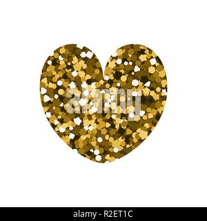 Playing card suit icon. Golden spangle. Heart. Vector illustration. Stock Vector