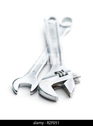 Chrome vanadium wrench. Industrial spanner isolated on white background. Stock Photo