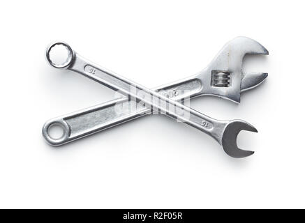 Chrome vanadium wrench. Industrial spanner isolated on white background. Stock Photo