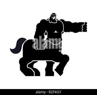 Centaur Heraldic animal silhouette. half-man half horse Fantastic Beast. Monster for coat of arms. Heraldry design element. Stock Vector