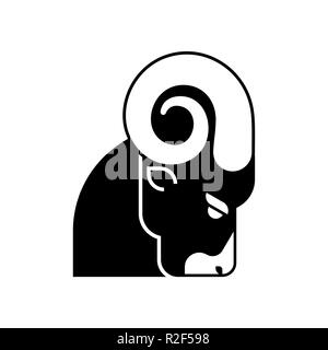 Ram head icon. Horned sheep face. Farm animal Stock Vector