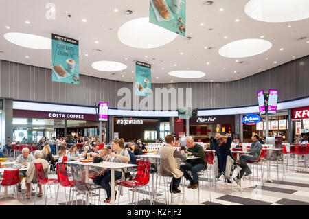 Food court in Kings Avenue Mall, Tombs of the Kings Avenue, Paphos (Pafos), Pafos District, Republic of Cyprus Stock Photo