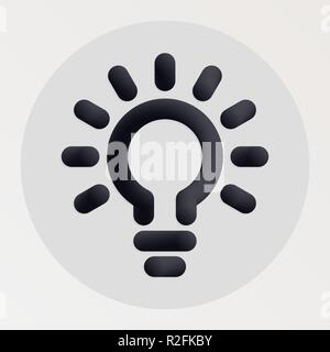 Idea blended bold black line icon. Vector illustration of light bulb shape fluid pictogram in a circle over white background for your design Stock Vector