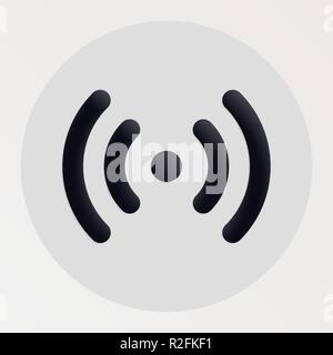 Online blended bold black line icon. Vector illustration of radio waves shape fluid pictogram in a circle over white background for your design Stock Vector