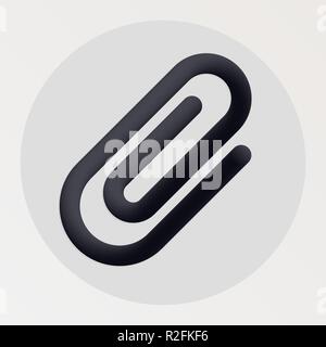 Attachment blended bold black line icon. Vector illustration of paper clip shape fluid pictogram in a circle over white background for your design Stock Vector
