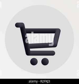 Cart blended bold black line icon. Vector illustration of shopping cart shape fluid pictogram in a circle over white background for your design Stock Vector