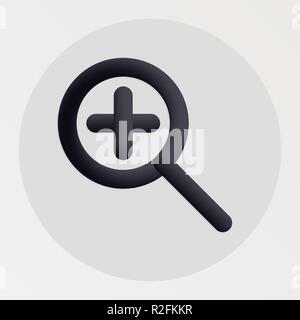 Zoom blended bold black line icon. Vector illustration of magnifying glass with plus shape fluid pictogram in a circle over white background Stock Vector
