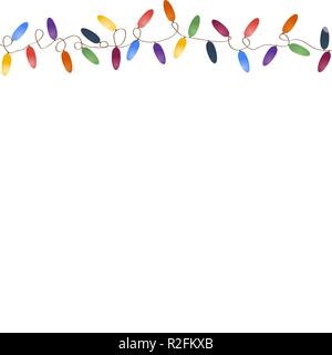 Christmas Garland with multicolored bulbs  Stock Vector