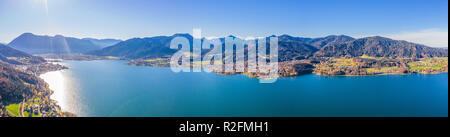 Panoramic View at the Tegernsee in the Alps of Bavaria Neureuth Stock Photo