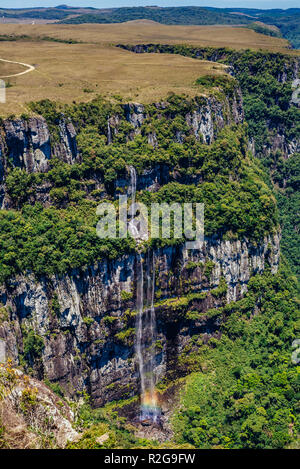 Water fall running inside the canyon of Aparados da Serra National Park Stock Photo