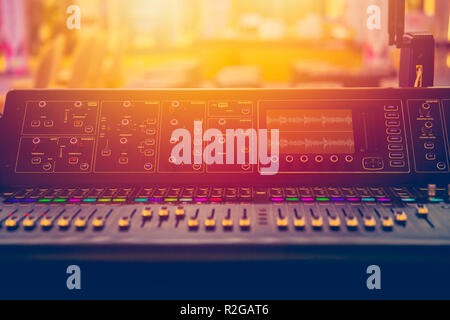 sound stage mixer music volume control during show onair Stock Photo