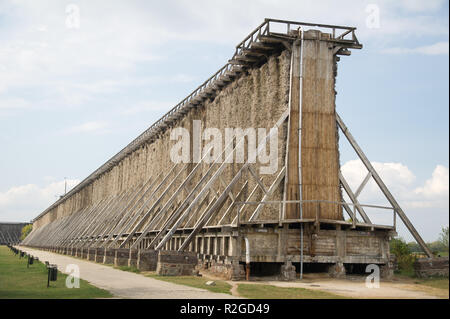 Europe’s largest wooden complex of three graduation towers with a total length of 1700 m, built in XIX century to evaporate water from the brine, in C Stock Photo