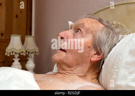 92-year old man unable to sleep Stock Photo