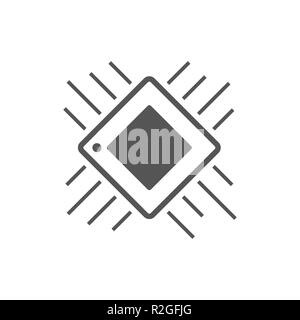 Flat style Icon Computer processor with microcircuits CPU Stock Vector