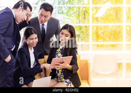 Business people having a conversation in the cafe on coffee time Stock Photo