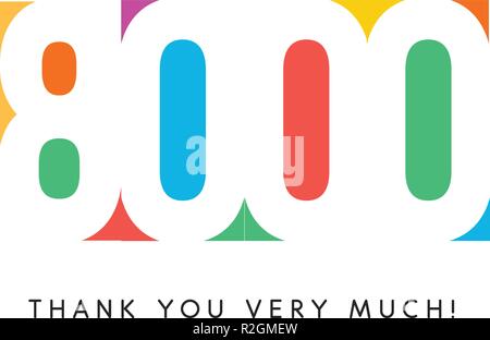 Eight thousand subscribers baner. Colorful logo for anniversary day. Stock Vector