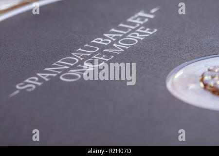 Closeup of the top of a CD (compact disk), 'Once More' by Spandau Ballet. Music media compact disc. Stock Photo
