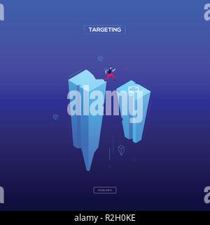 Targeting concept - modern isometric vector web banner on white ...