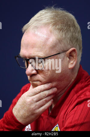 Scotland manager Alex McLeish during the press conference at Hampden Park, Glasgow. Stock Photo