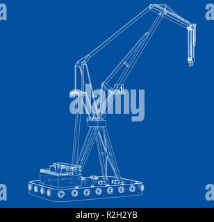 Floating crane. Vector Stock Vector