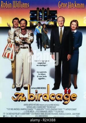 The Birdcage Year : 1996 USA Director : Mike Nichols Nathan Lane, Robin Williams, Gene Hackman, Dianne Wiest Movie poster (Fr) Stock Photo