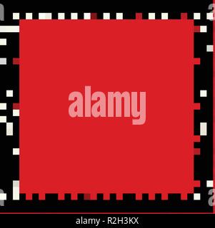 Snowflake border for Christmas and New Year holidays. Square snowflakes frame on red background. Vector template for banner, gift coupon, invitation,  Stock Vector