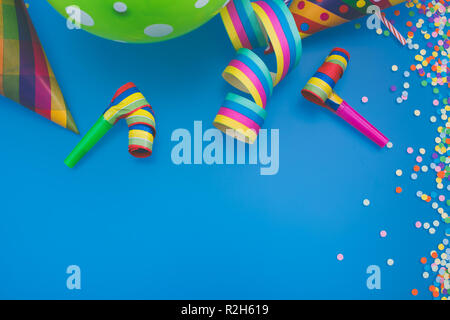 Colorful accessories to fun party on carnival or birthday. Stock Photo