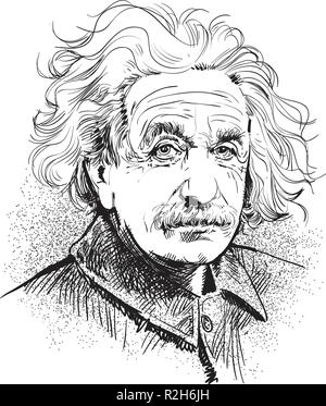 Albert Einstein. Famous physicist. Ink black and white drawing Stock ...