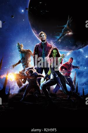 Guardians Of The Galaxy Year : 2014 USA / UK Director : James Gunn Chris Pratt, Zoe Saldana, Dave Bautista Movie poster (textless) Stock Photo