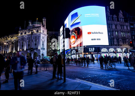 LONDON - NOVEMBER 14, 2018: Piccadilly Circus at night in London Stock Photo