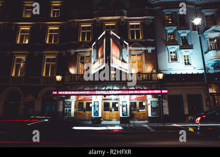 LONDON - NOVEMBER 14, 2018: Theatre at night on Shaftesbury Avenue in West End London Stock Photo
