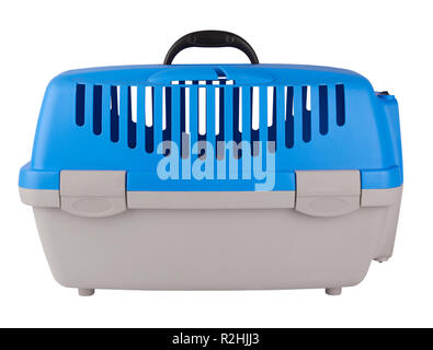 Cage for transporting pets isolated on white background Stock Photo