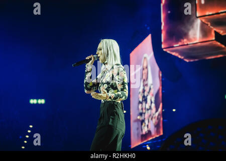 Switzerland, Zürich - November 16, 2018. The Swiss singer and songwriter Stefanie Heinzmann performs a live concert during the Energy Star Night 2018 in Hallenstadion in Zürich. (Photo credit: Gonzales Photo - Tilman Jentzsch). Stock Photo