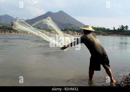 net fisherman on the mekong Stock Photo