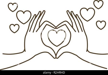 hands forming a heart symbol and symbol of love and peace Stock Vector ...
